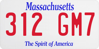 MA license plate 312GM7