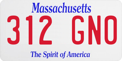 MA license plate 312GN0