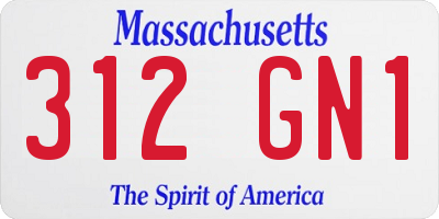 MA license plate 312GN1