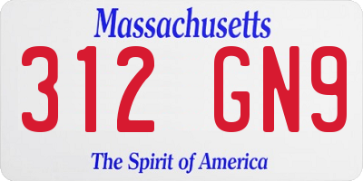 MA license plate 312GN9