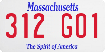 MA license plate 312GO1