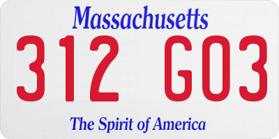 MA license plate 312GO3
