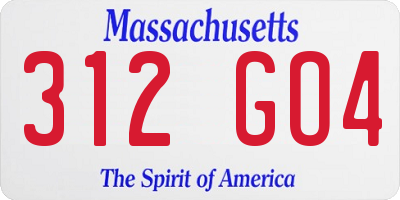 MA license plate 312GO4