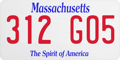 MA license plate 312GO5