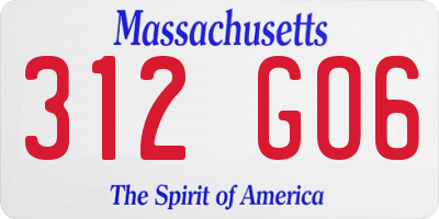 MA license plate 312GO6