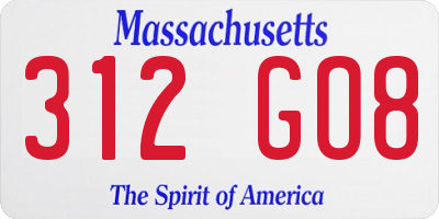 MA license plate 312GO8