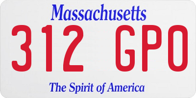 MA license plate 312GP0