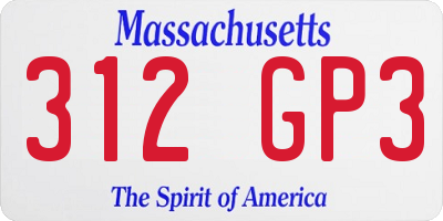 MA license plate 312GP3