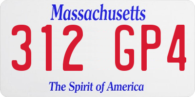 MA license plate 312GP4