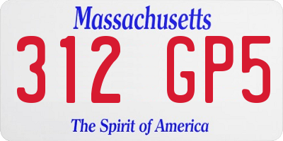MA license plate 312GP5