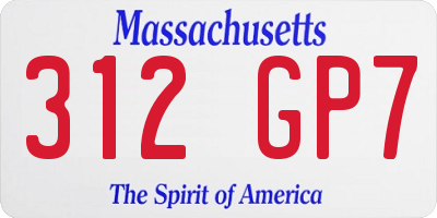MA license plate 312GP7