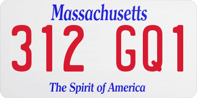 MA license plate 312GQ1