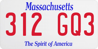 MA license plate 312GQ3