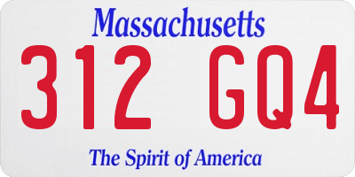 MA license plate 312GQ4