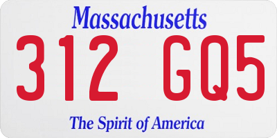 MA license plate 312GQ5