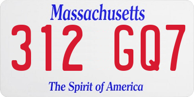 MA license plate 312GQ7