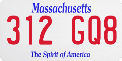 MA license plate 312GQ8