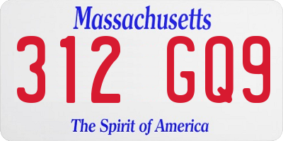 MA license plate 312GQ9
