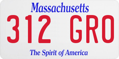 MA license plate 312GR0