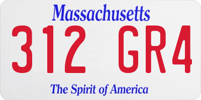 MA license plate 312GR4