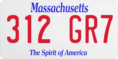 MA license plate 312GR7