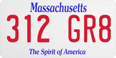 MA license plate 312GR8