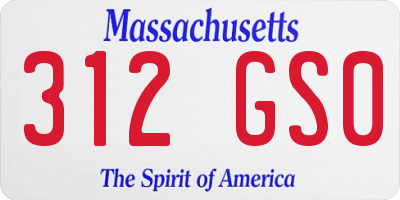 MA license plate 312GS0
