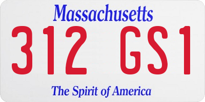 MA license plate 312GS1