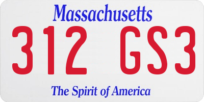 MA license plate 312GS3