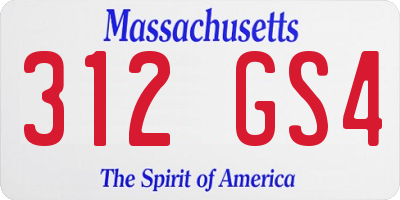 MA license plate 312GS4