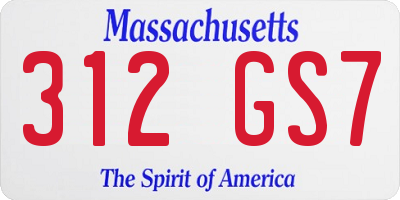 MA license plate 312GS7