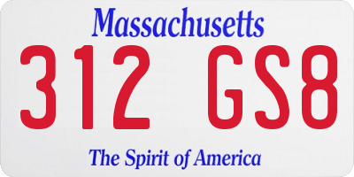 MA license plate 312GS8