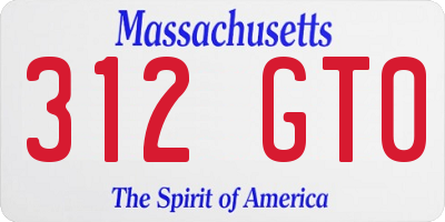 MA license plate 312GT0