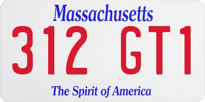 MA license plate 312GT1