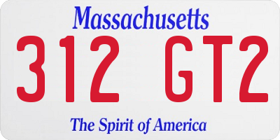 MA license plate 312GT2