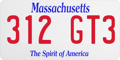 MA license plate 312GT3