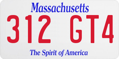 MA license plate 312GT4