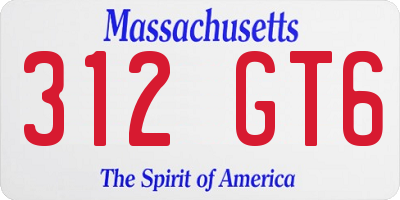 MA license plate 312GT6