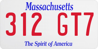 MA license plate 312GT7