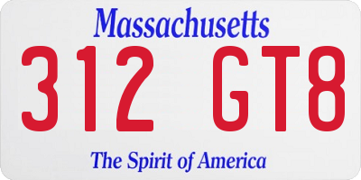 MA license plate 312GT8