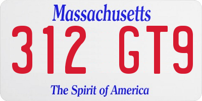 MA license plate 312GT9