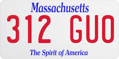 MA license plate 312GU0