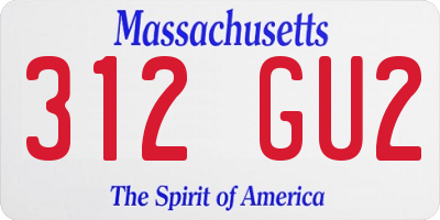 MA license plate 312GU2
