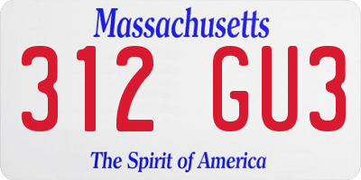 MA license plate 312GU3