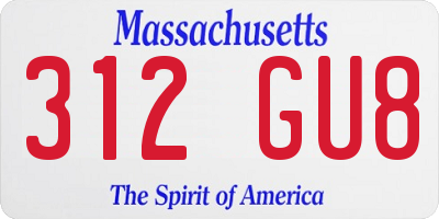 MA license plate 312GU8