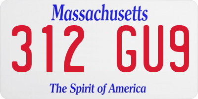 MA license plate 312GU9