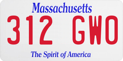 MA license plate 312GW0