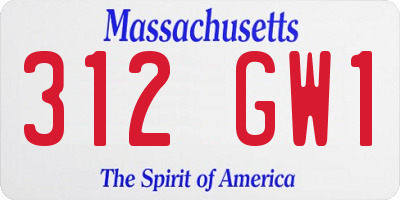 MA license plate 312GW1