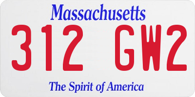 MA license plate 312GW2