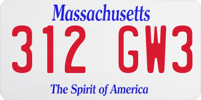 MA license plate 312GW3